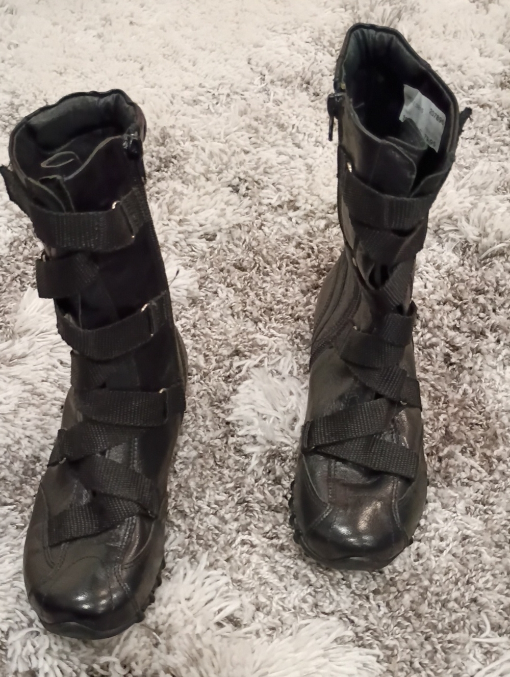 Women's Black Strappy Ankle Booties - Tactical-Inspired Design